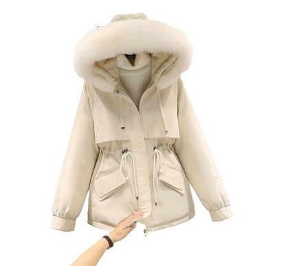 Fluffy Hooded Plain Puffer Jacket SpreePicky