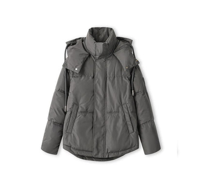 Hooded Plain Puffer Jacket SpreePicky