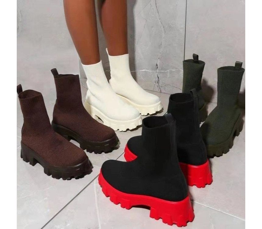 Platform Chunky Heel Sock Boots mySite