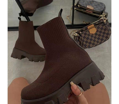 Platform Chunky Heel Sock Boots mySite