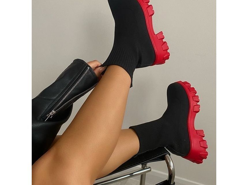 Platform Chunky Heel Sock Boots mySite