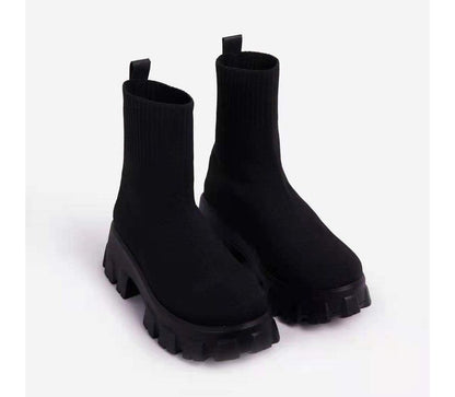 Platform Chunky Heel Sock Boots mySite