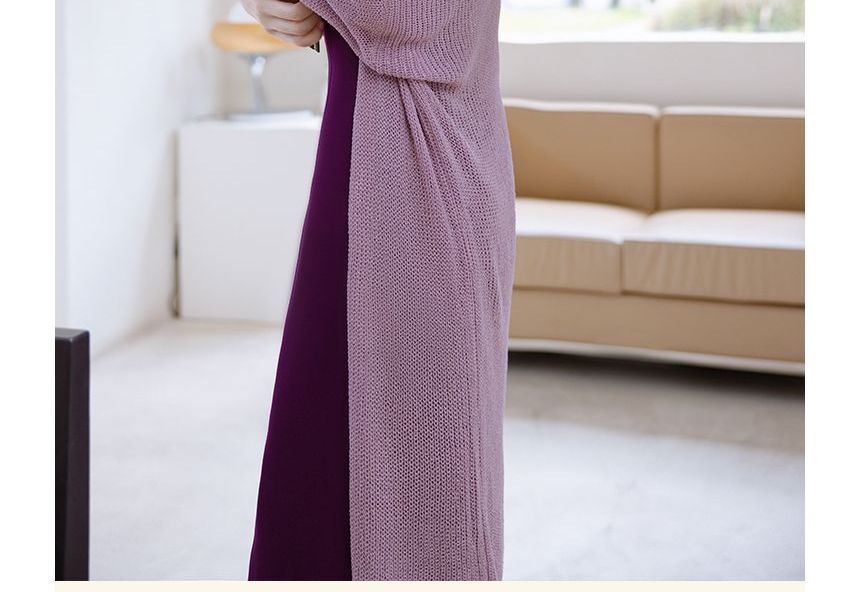 Set: Spaghetti Strap Scoop Plain  Midi Sheath Dress + Plain Long Cardigan SpreePicky