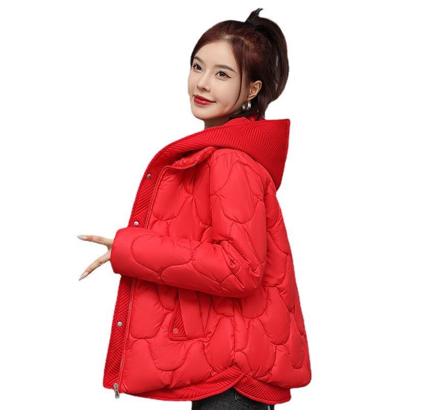 Mock Two-Piece Quilted Hooded Zip Jacket SpreePicky