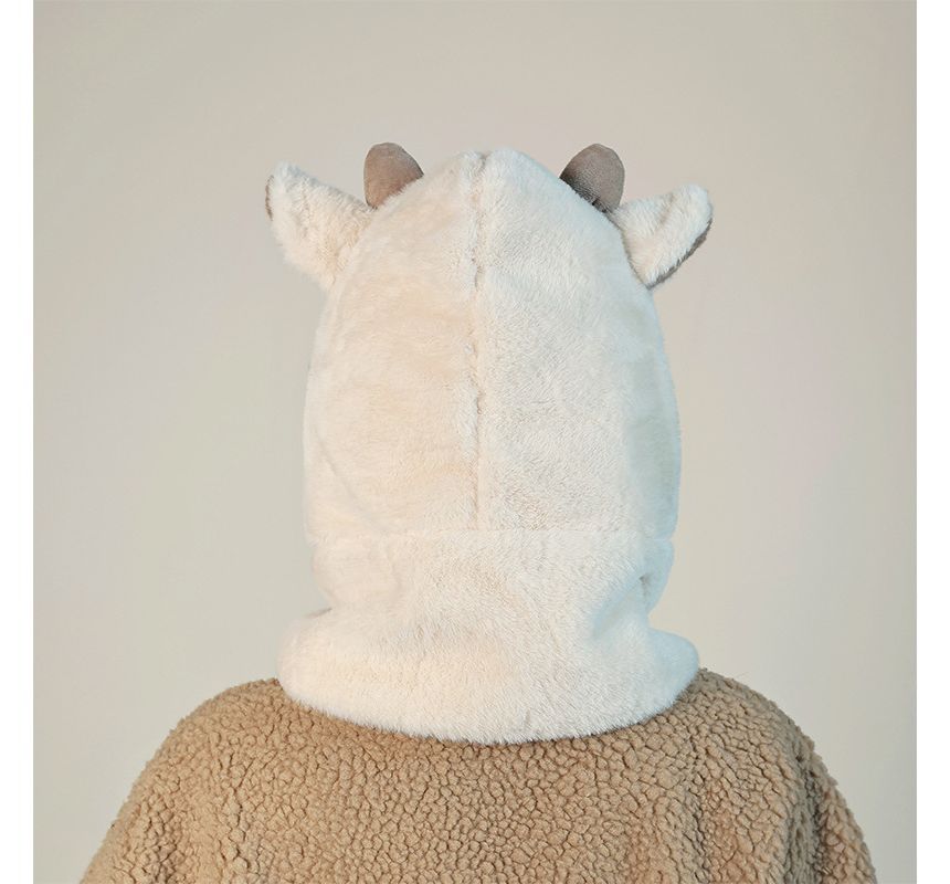 Cow Ear Fluffy Hooded Keyhole Scarf SpreePicky