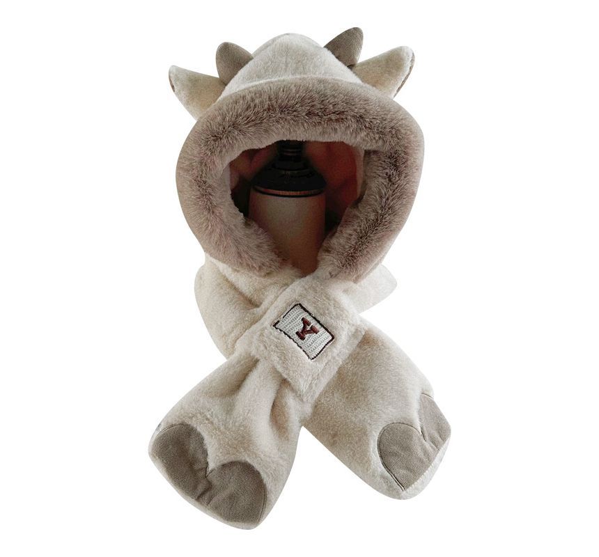 Cow Ear Fluffy Hooded Keyhole Scarf SpreePicky