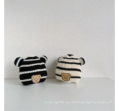 Ear Accent Striped Beanie SpreePicky