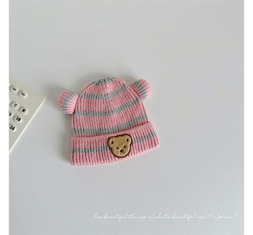 Ear Accent Striped Beanie SpreePicky