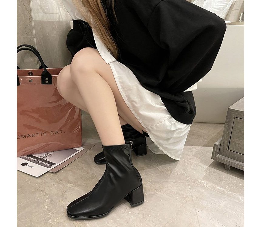 Square Toe Chunky Heel Boots SpreePicky