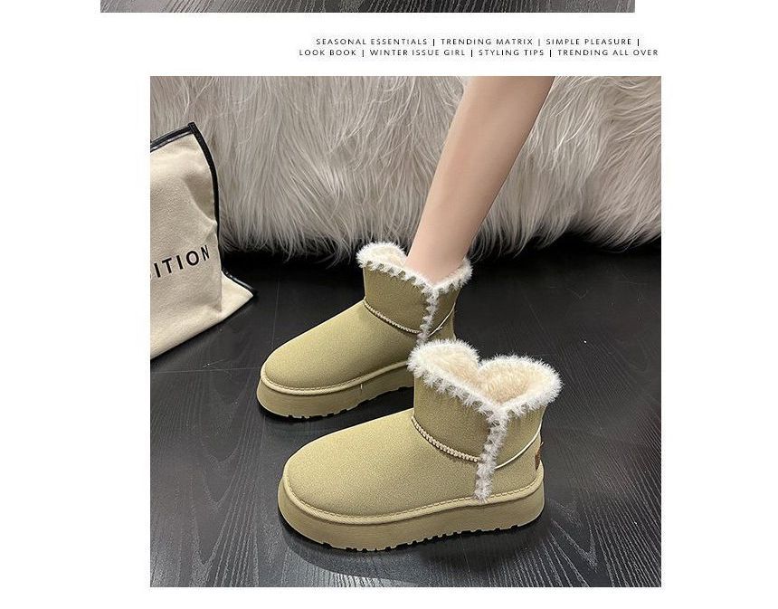 Fluffy Trim Platform Ankle Boots SpreePicky