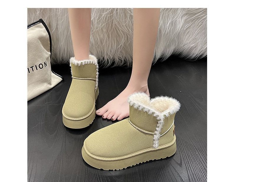 Fluffy Trim Platform Ankle Boots SpreePicky