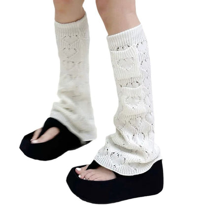 Heart Pointelle Knit Leg Warmers SpreePicky