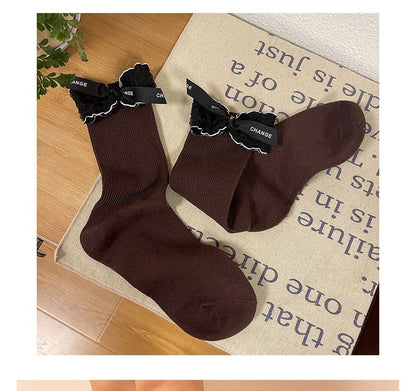 Lettering Bow Socks SpreePicky