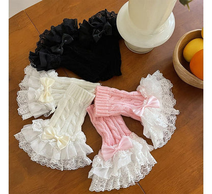 Lace Ruffle Knit Arm Sleeves SpreePicky