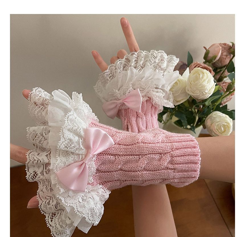 Lace Ruffle Knit Arm Sleeves SpreePicky