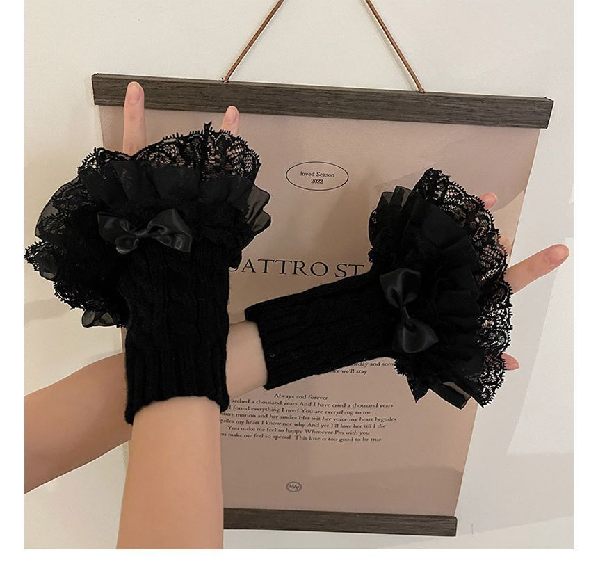 Lace Ruffle Knit Arm Sleeves SpreePicky