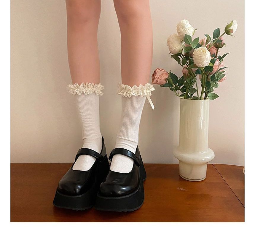 Plain Ribbed Ruffled Socks SpreePicky