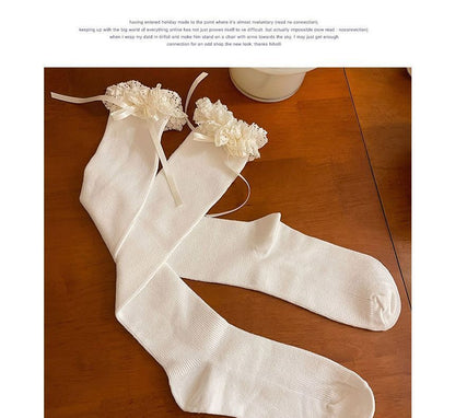 Plain Ruffled Ribbed Tall Socks SpreePicky