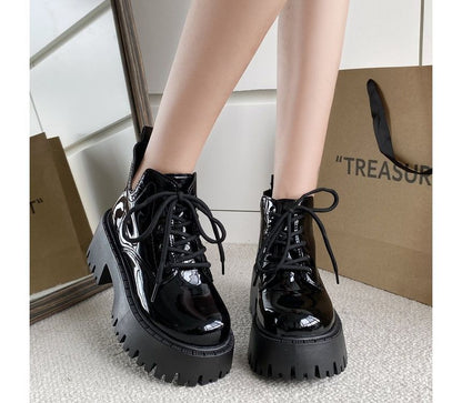 Lace-up Platform Chunky Heel Ankle Boots SpreePicky