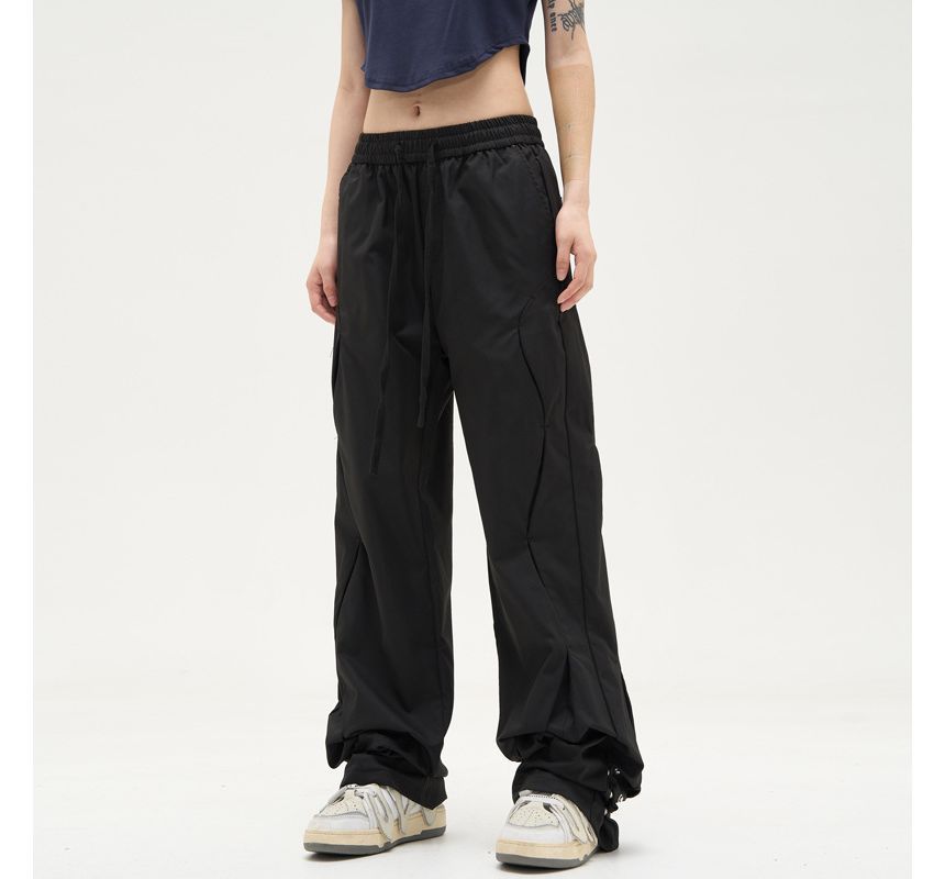 Low Waist Drawstring Loose-Fit Wide-Leg Sweatpants SpreePicky