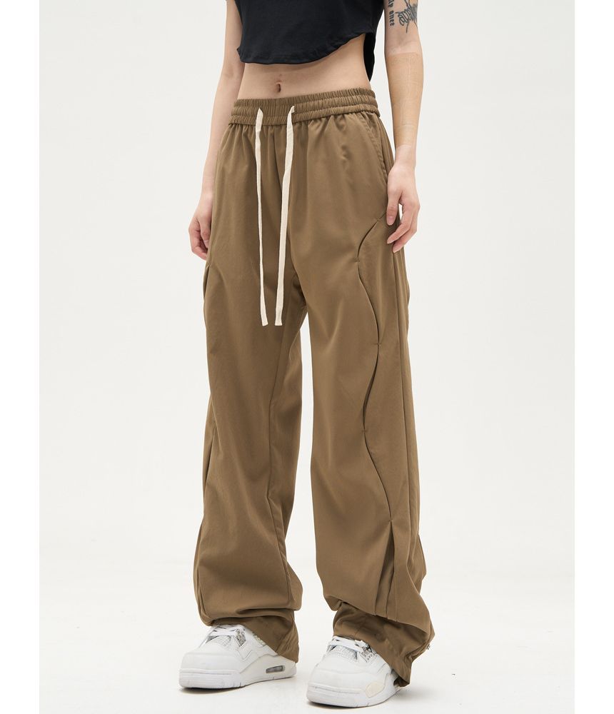 Low Waist Drawstring Loose-Fit Wide-Leg Sweatpants SpreePicky