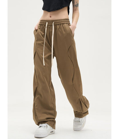 Low Waist Drawstring Loose-Fit Wide-Leg Sweatpants SpreePicky