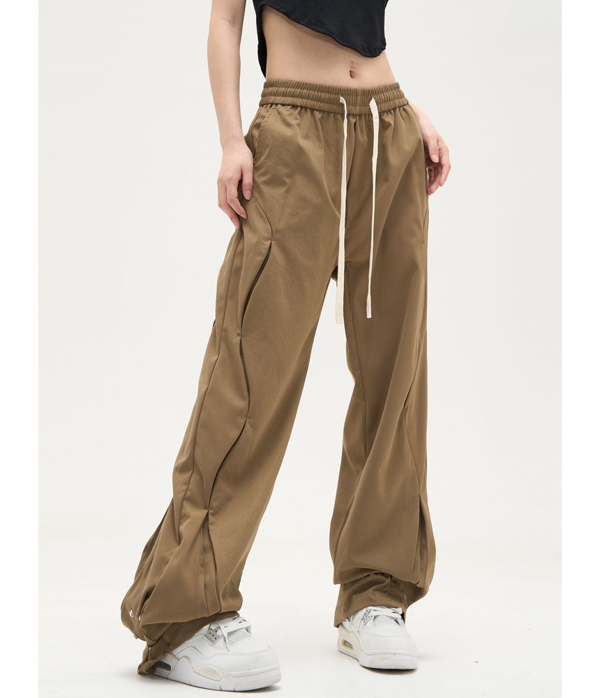 Low Waist Drawstring Loose-Fit Wide-Leg Sweatpants SpreePicky