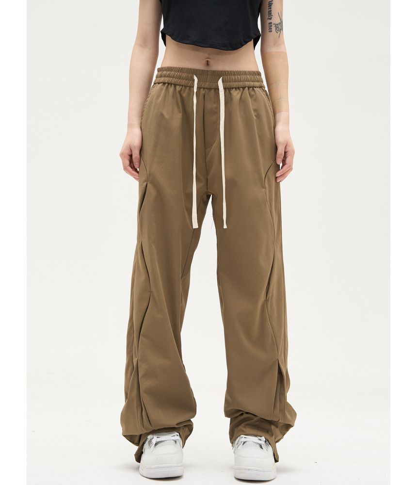 Low Waist Drawstring Loose-Fit Wide-Leg Sweatpants SpreePicky