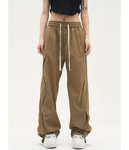 Low Waist Drawstring Loose-Fit Wide-Leg Sweatpants SpreePicky