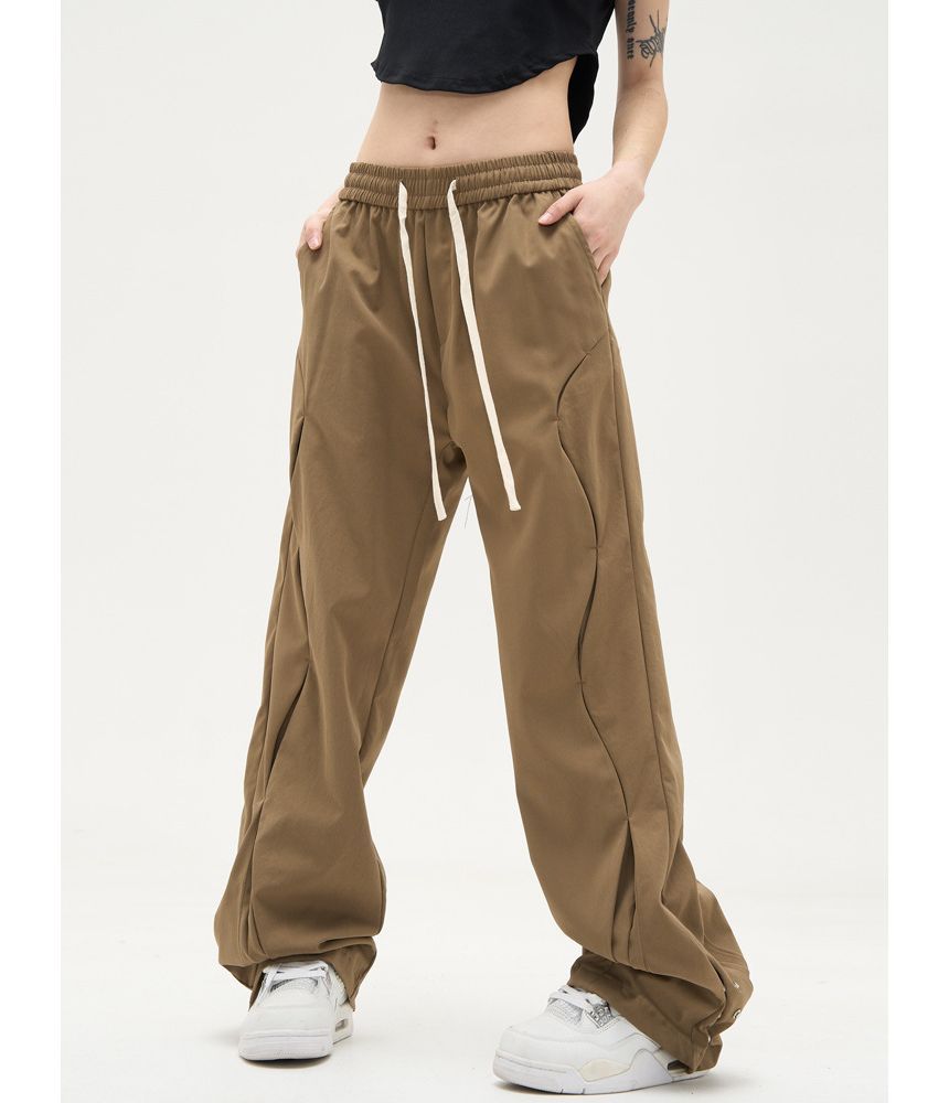 Low Waist Drawstring Loose-Fit Wide-Leg Sweatpants SpreePicky