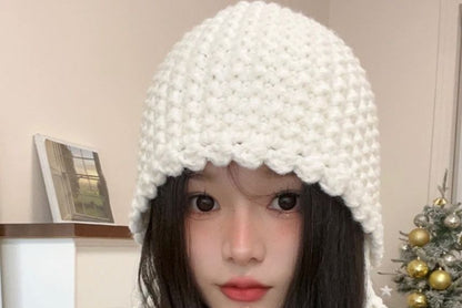 Fringed Knit Cloche Hat SpreePicky