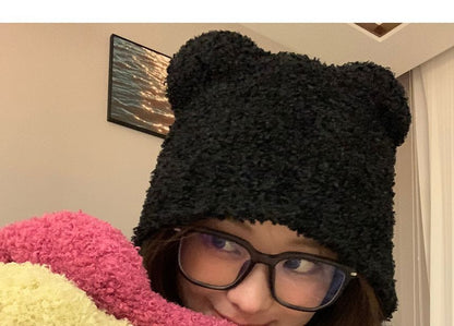 Bear Ear Knit Bonnet Hat SpreePicky