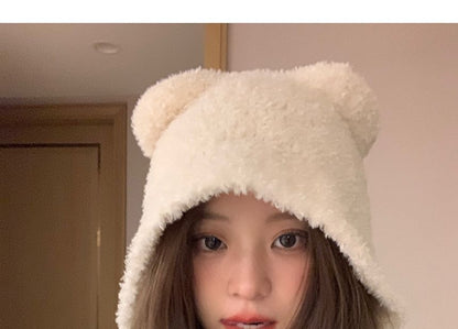 Bear Ear Knit Bonnet Hat SpreePicky