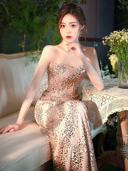 Sequin Sheath Tube Evening Gown SpreePicky