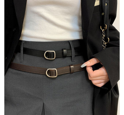 Plain Faux Leather Thin Belt SpreePicky