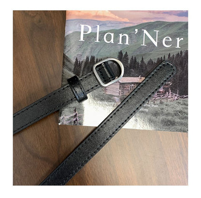 Plain Faux Leather Thin Belt SpreePicky