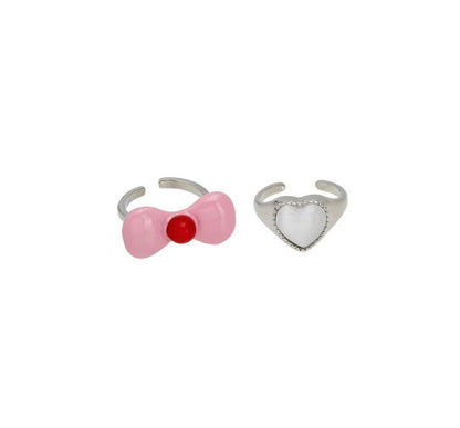 Bow / Heart Gemstone Open Ring SpreePicky