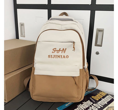 Two Tone Lettering Zip Backpack SpreePicky