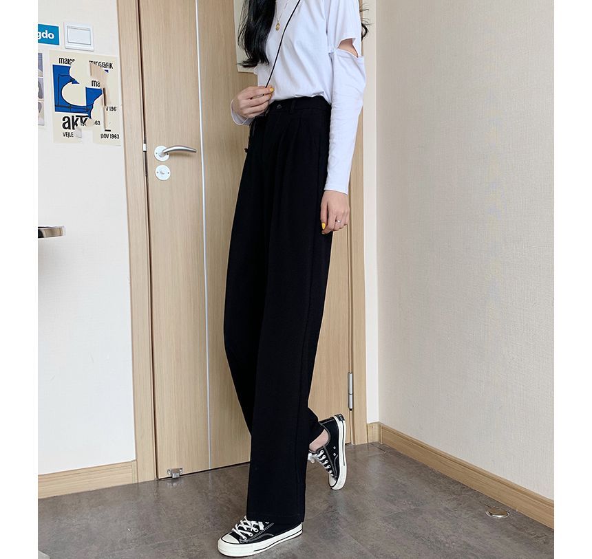 High Waist Plain Loose Fit Suit Pants SpreePicky