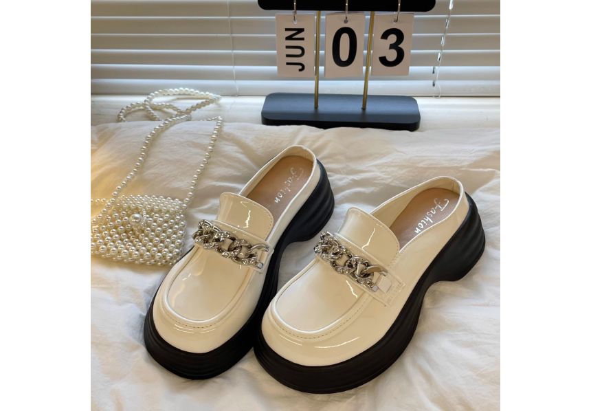 Chain Accent Platform Loafer Mules SpreePicky