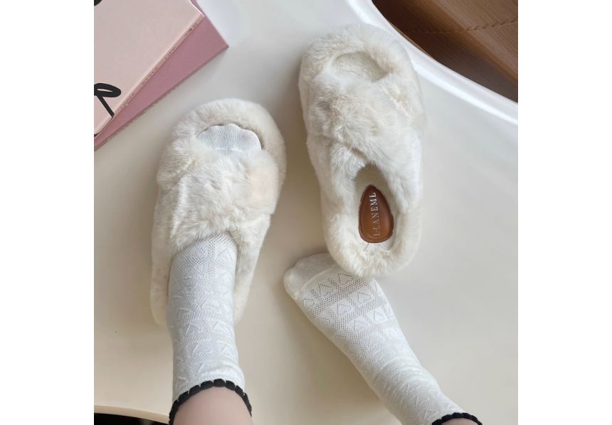 Plain Fluffy Platform Slippers SpreePicky