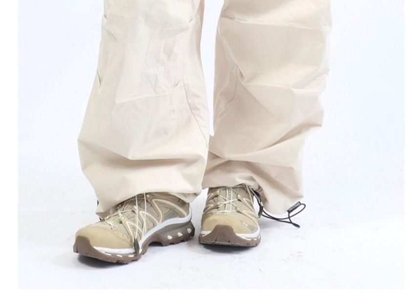 Low Waist Plain Loose-Fit Wide-Leg Cargo Pants SpreePicky