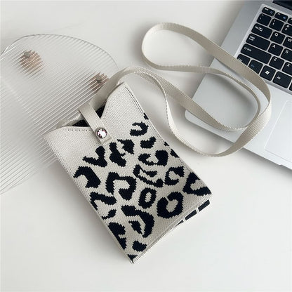 Heart Print Knit Crossbody Bag SpreePicky