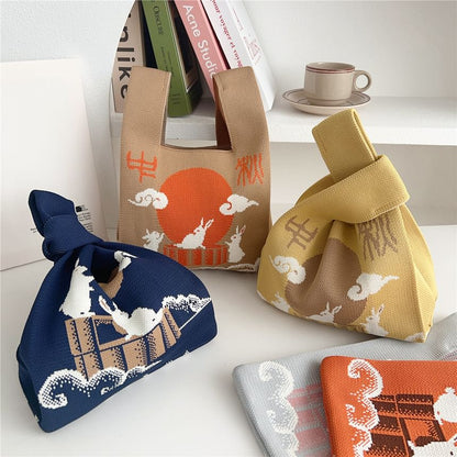 Rabbit Print Knit Tote Bag SpreePicky