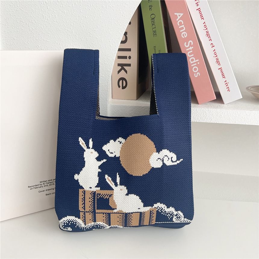 Rabbit Print Knit Tote Bag SpreePicky