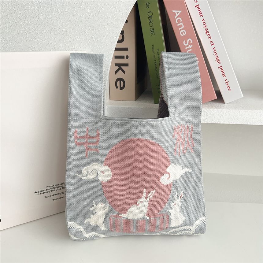 Rabbit Print Knit Tote Bag SpreePicky