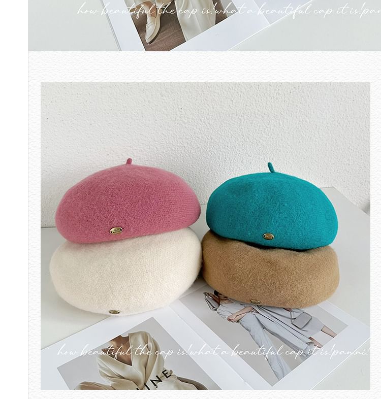 Plain Wool Beret Hat SpreePicky