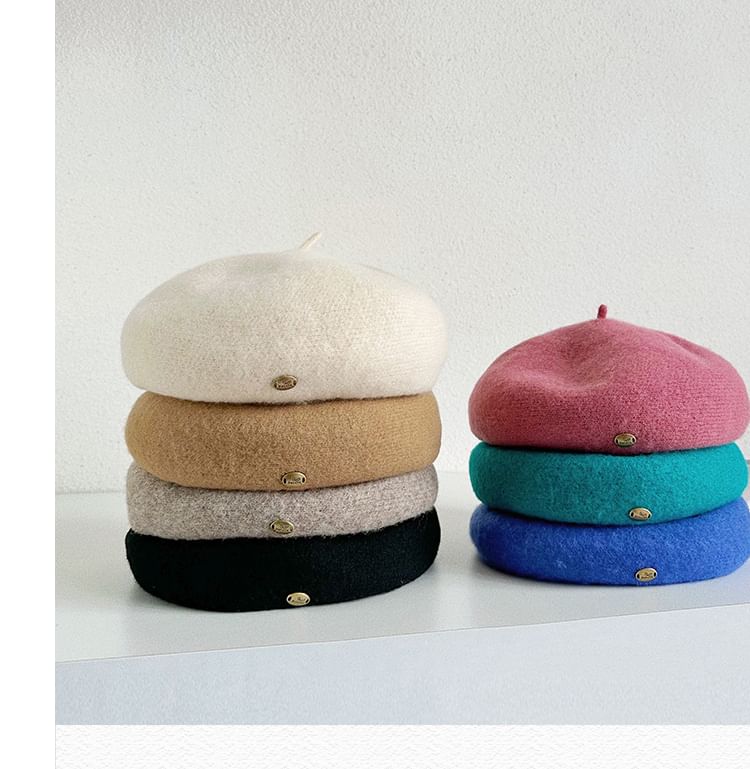 Plain Wool Beret Hat SpreePicky