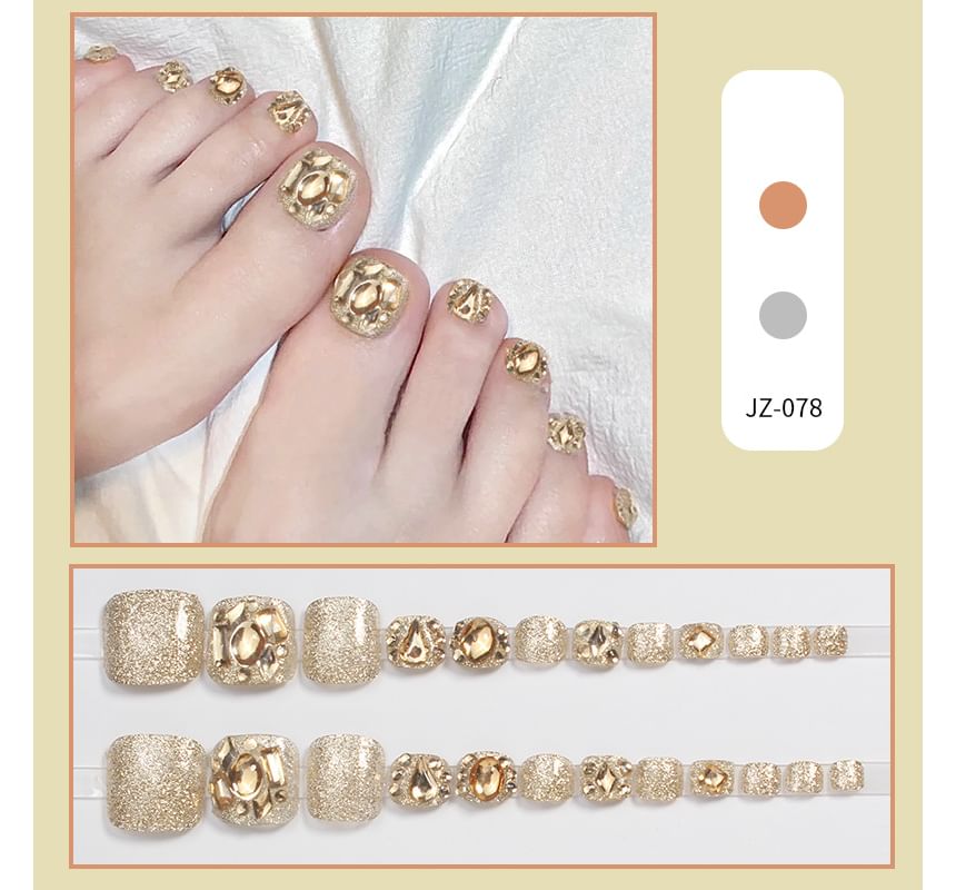 Rhinestone Faux Toe Press On Nail SpreePicky