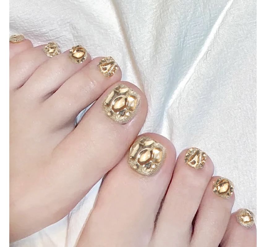 Rhinestone Faux Toe Press On Nail SpreePicky